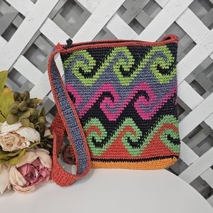 Bamboo Trading Company 100% Cotton Crotchet Knit Crossbody Bag